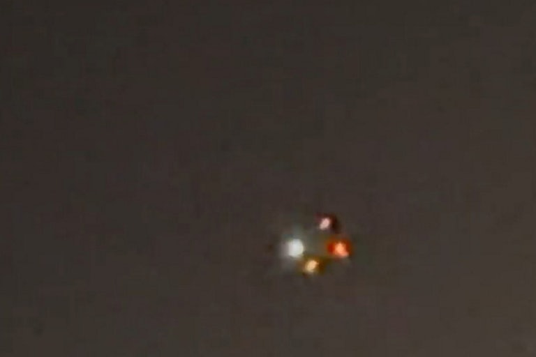 A drone is seen flying over Ridge, New York